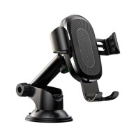 Бежично зарядно/Стойка Baseus Wireless Qi Charger Gravity Car Mount with Adjustable Arm, Черен