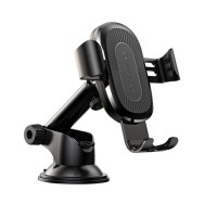 Бежично зарядно/Стойка Baseus Wireless Qi Charger Gravity Car Mount with Adjustable Arm, Черен