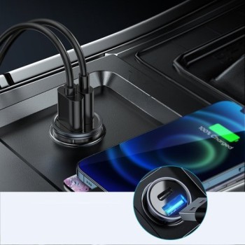 Зарядно за кола Joyroom mini dual port USB Type C / USB 20 W 3 A smart car charger Power Delivery Quick Charge 3.0 AFC SCP (C-A4