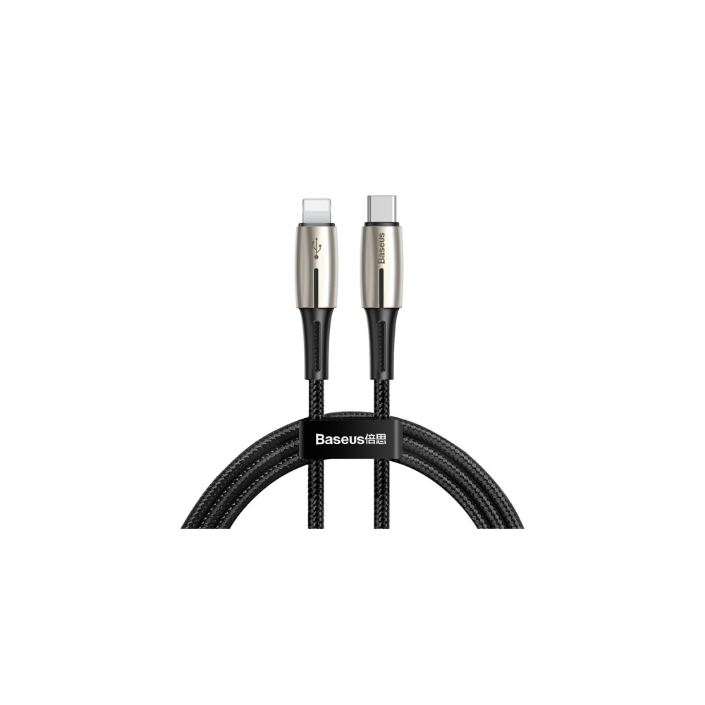 Кабел Baseus Water Drop USB Type C  / Lightning 18W 1.3М, Черен