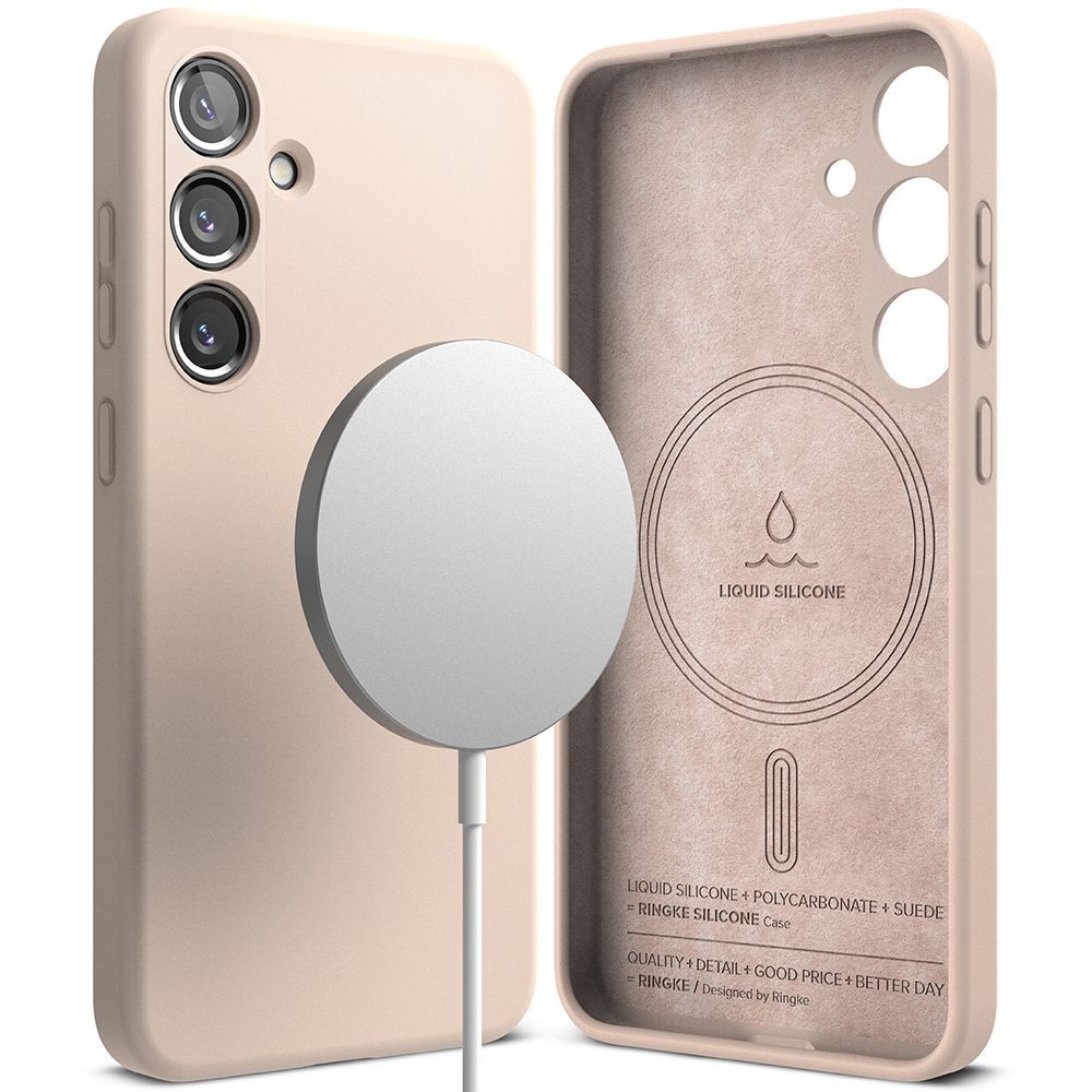 Калъф Ringke Silicone Magnetic Magsafe за Samsung Galaxy S24, Pink Sand