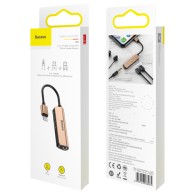 Адаптер Baseus L52 3-in-1 Lightning to 2xLightning+3.5mm Jack, Розов