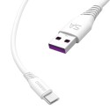 Кабел Dudao USB Type C, 5A, 2m., Бял