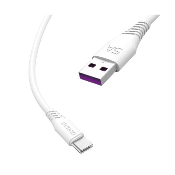 Кабел Dudao USB Type C, 5A, 2m., Бял