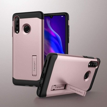 Spigen Slim Armor хибриден кейс с най-висока степен на защита за Huawei P30 Lite, Rose Gold