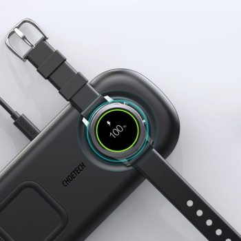 Безжично зарядно Choetech Qi 15W за телефон, слушалки и Samsung Galaxy Watch (T570-S), Черен