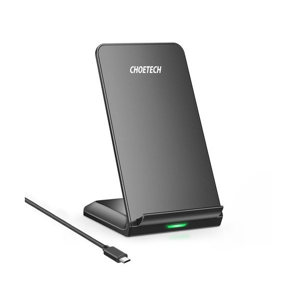 Безжично зарядно Choetech Qi 10W Станд + USB кабел- micro USB (T524-S), Черен