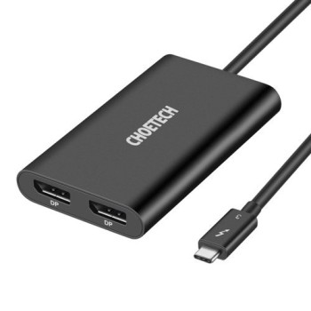 Хъб Choetech plug adapter USB Type C Thunderbolt 3 (40Gbps) - 2x DisplayPort 4K 60Hz (HUB-D03), Черен