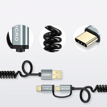 Кабел 2в1 Choetech USB - USB Type C / micro USB 1,2m (XAC-0012-101BK), Черен