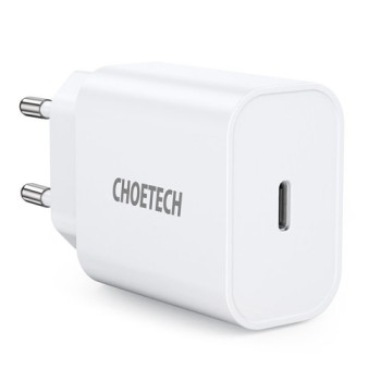 Адаптер Choetech USB Type C, 20W, Power Delivery, 3A (Q5004), Бял