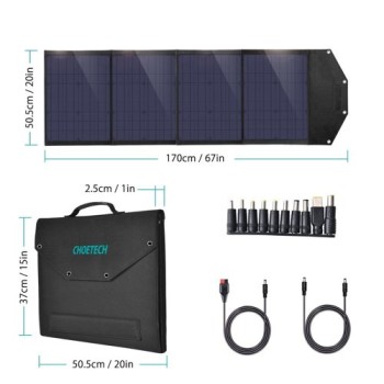 Сгъваемо слънчево зарядно Choetech 100W 2x USB / 1x USB Type C (SC009), Черен