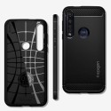 Spigen Rugged Armor удароустойчив силиконов (TPU) калъф за Motorola Moto G8 Plus, Matte Black