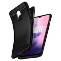 Spigen Rugged Armor удароустойчив силиконов (TPU) калъф за OnePlus 7 Matte, Black