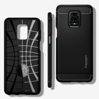 Spigen Rugged Armor удароустойчив силиконов (TPU) калъф за Xiaomi Redmi Note 9S/9 Pro, Matte Black