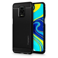 Spigen Rugged Armor удароустойчив силиконов (TPU) калъф за Xiaomi Redmi Note 9S/9 Pro, Matte Black