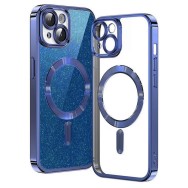 Калъф-Techsuit - Luxury Glitter MagSafe - iPhone 15 Plus - Deep Blue