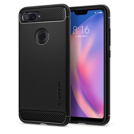 Spigen Rugged Armor удароустойчив силиконов (TPU) калъф за Xiaomi Mi8 Lite, Black