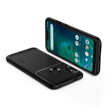 Spigen Rugged Armor удароустойчив силиконов (TPU) калъф за Xiaomi Mi A2 Lite / Redmi 6 Pro, Matte Black