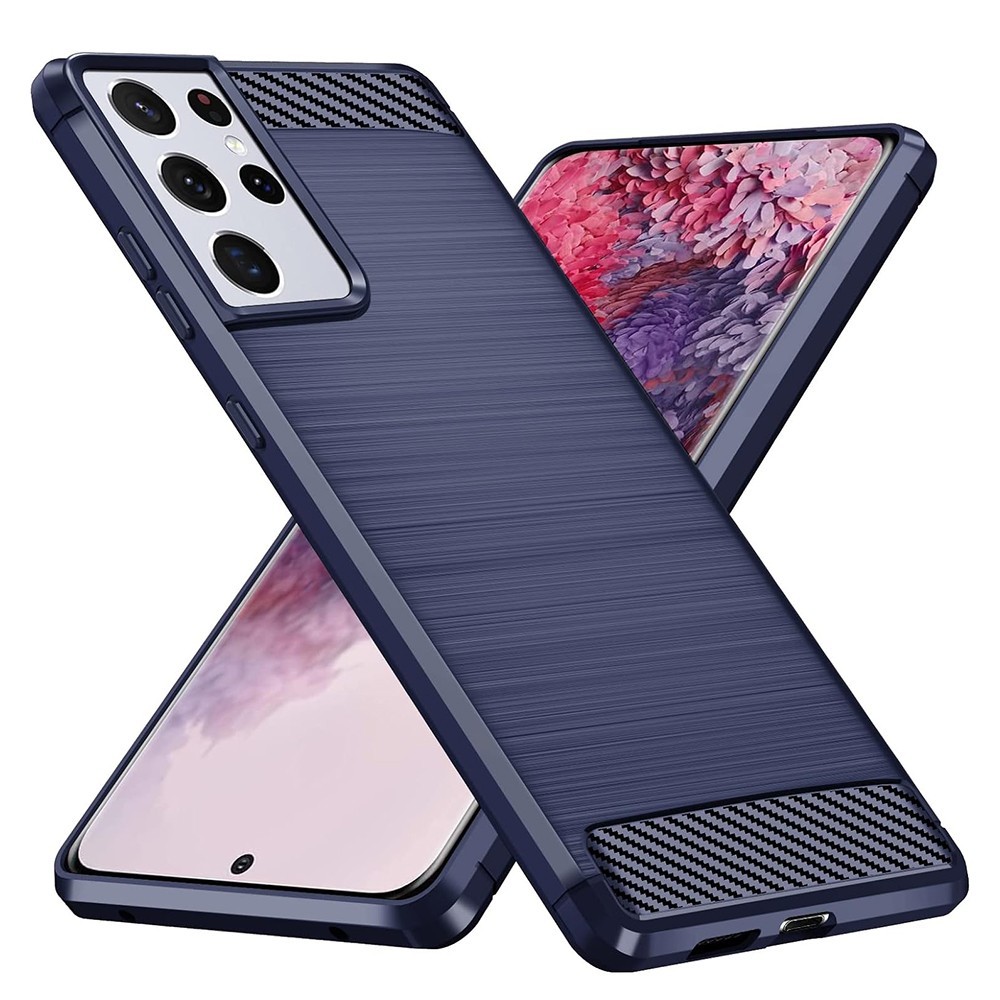 Калъф-Techsuit - Carbon Silicone - Samsung Galaxy S21 Ultra 5G - Blue