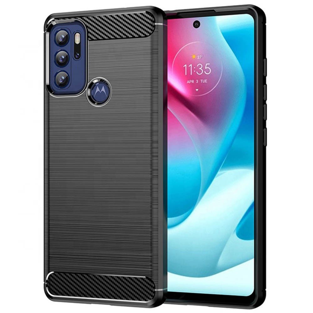 Калъф-Techsuit - Carbon Silicone - Motorola Moto G60S - Black