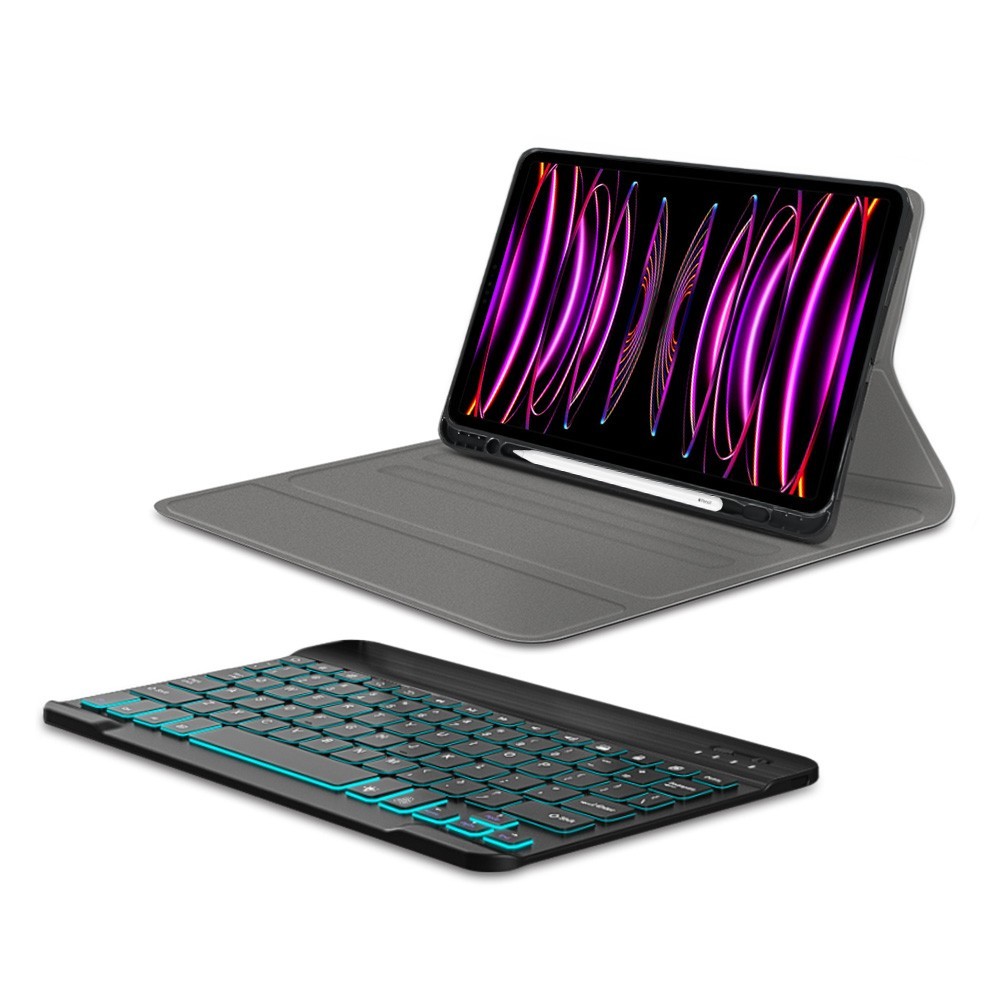 Калъф-Techsuit - CozyTab Case (with Pencil Holder/RGB Keyboard) - iPad Pro 12.9 (2018/2020/2021/2022) / Air 13 (2024) - Black