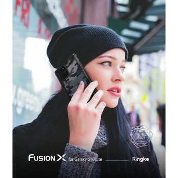 Удароустойчив хибриден кейс Ringke Fusion X за Samsung Galaxy S10 Lite, Camo Black