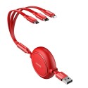 Кабел Baseus Golden Loop 3in1 USB cable - micro USB/Lightning/Type-C,3.5A 1.2М,Червен