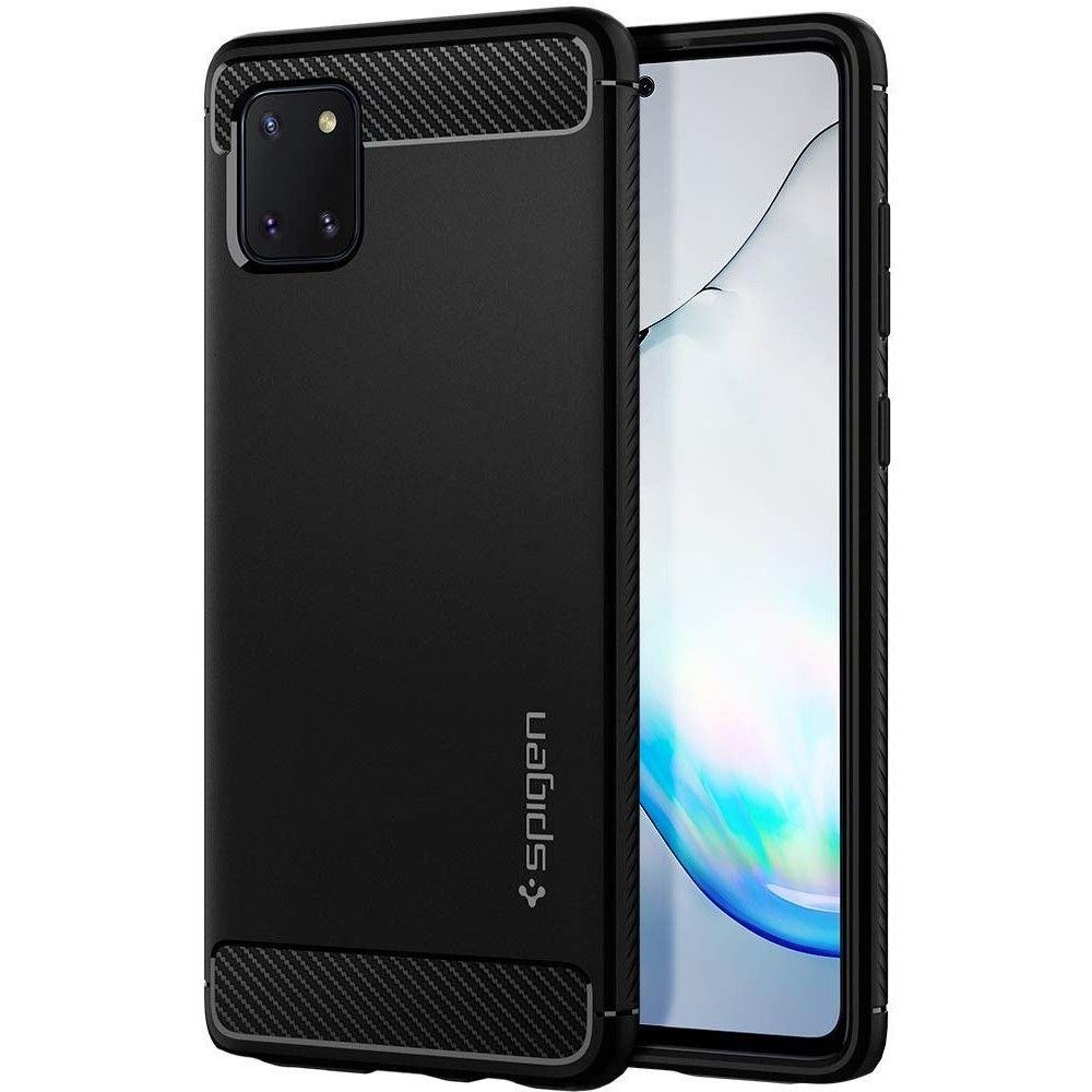 Spigen Rugged Armor удароустойчив силиконов (TPU) калъф за Samsung Galaxy Note 10 Lite, Matte Black