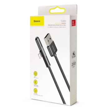 Кабел Baseus Mobile Game Elbow Cable USB to Lightning 2M,Черен