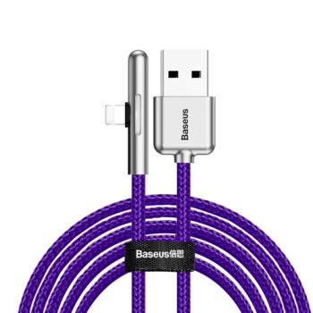 Кабел Baseus Mobile Game Elbow Cable USB to Lightning 2M,Лилав