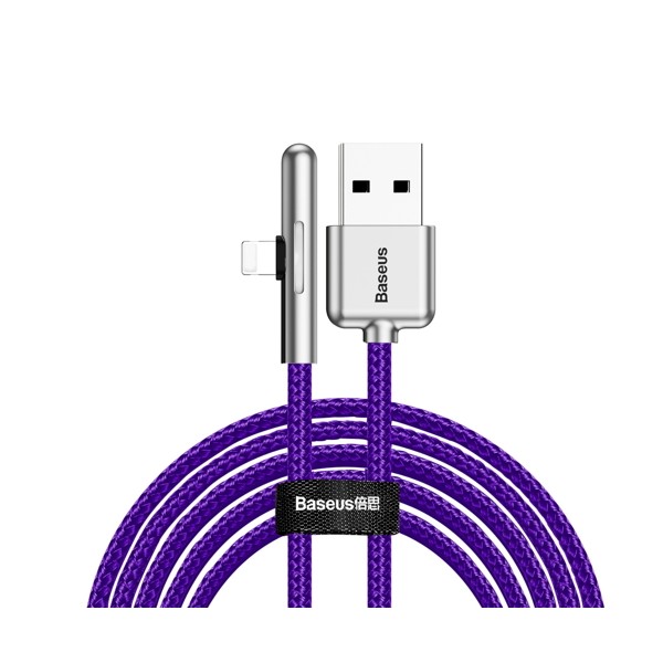 Кабел Baseus Mobile Game Elbow Cable USB to Lightning 2M,Лилав