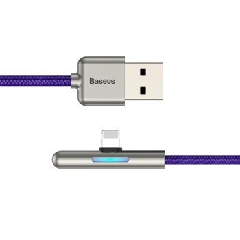 Кабел Baseus Mobile Game Elbow Cable USB to Lightning 2M,Лилав