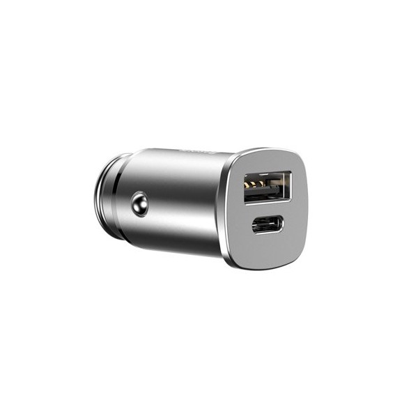 Зарядно за кола/Baseus Square USB Quick Charge 4.0 and USB-C PD 3.0,Сив