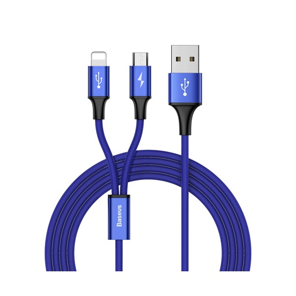 Кабел Baseus Rapid 2in1 USB cable Lightning / micro USB 1.2M, Син