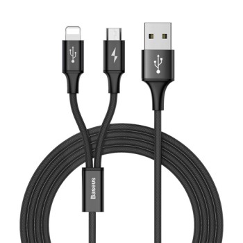 Кабел Baseus Rapid 2in1 USB cable Lightning / micro USB 1.2m, Черен