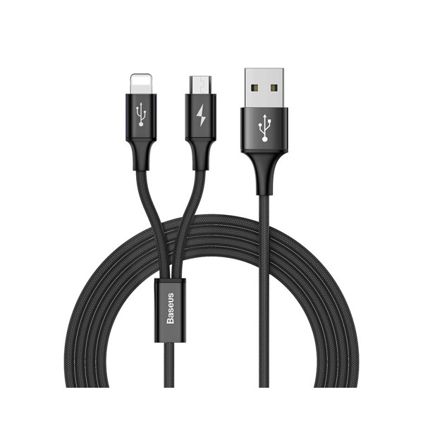 Кабел Baseus Rapid 2in1 USB cable Lightning / micro USB 1.2m, Черен