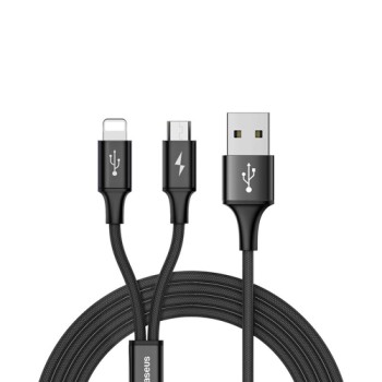 Кабел Baseus Rapid 2in1 USB cable Lightning / micro USB 1.2m, Черен