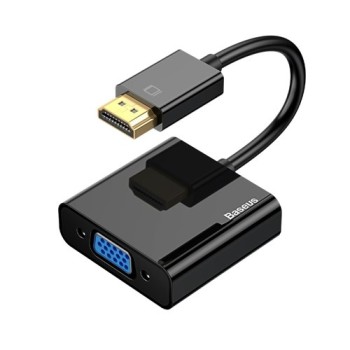 Адаптер Baseus за HDMI 4K to VGA + micro USB / AUX audio 3.5mm, Черен
