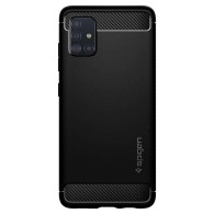 Spigen Rugged Armor удароустойчив силиконов (TPU) калъф за Samsung Galaxy A51, Matte Black