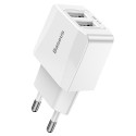 Адаптер Baseus Mini Dual-U Travel 2x USB 2.1A, Бял