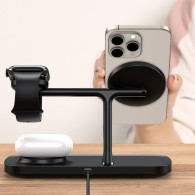 Зарядно Tech-protect QI15W-A45, 3in1 Magnetic Magsafe Wireless Charger, Black