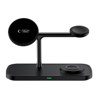Зарядно Tech-protect QI15W-A45, 3in1 Magnetic Magsafe Wireless Charger, Black