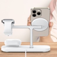 Зарядно Tech-protect QI15W-A45, 3in1 Magnetic Magsafe Wireless Charger, White