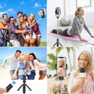 Слефи стик TECH-PROTECT L01S Wireless Tripod, Черен