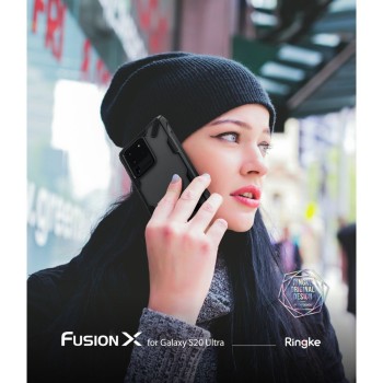 Удароустойчив хибриден кейс Ringke Fusion X за Samsung Galaxy S20 Ultra, Black