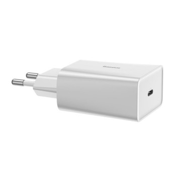 Адаптер Baseus fast wall charger USB Typе C + Lightning cable, Бял