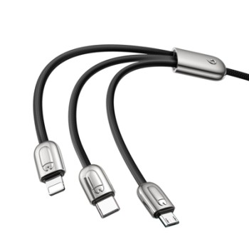 Кабел Baseus Three Little Pigs – micro USB, Lightning, USB-C, 3.5A 1.2M, Черен