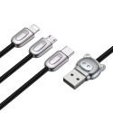 Кабел Baseus Three Little Pigs – micro USB, Lightning, USB-C, 3.5A 1.2M, Черен