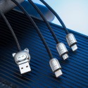 Кабел Baseus Three Little Pigs – micro USB, Lightning, USB-C, 3.5A 1.2M, Черен