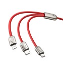 Кабел Baseus Three Little Pigs – micro USB, Lightning, USB-C, 3.5A 1.2M, Червен